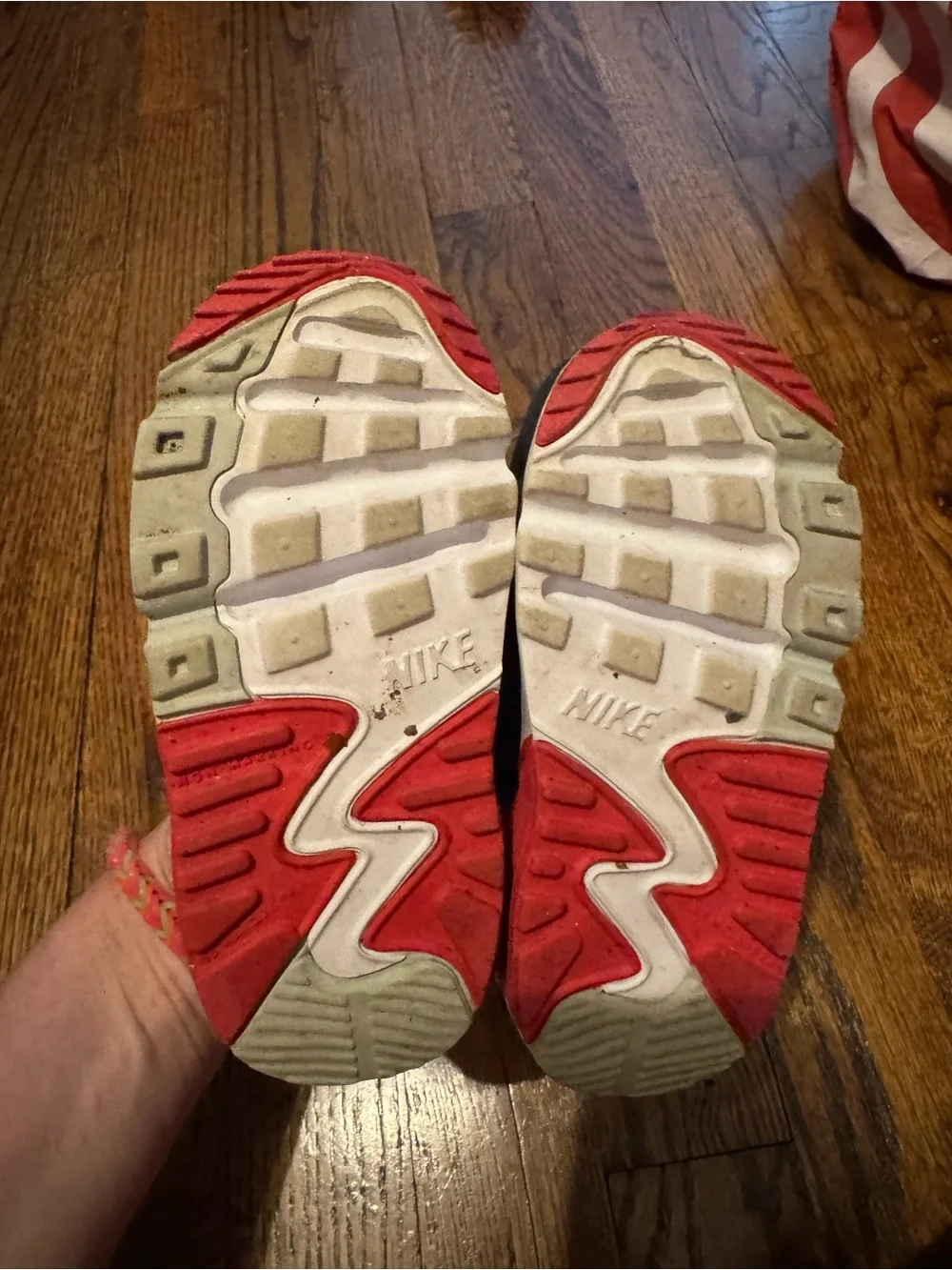 Nike Kids White and Coral Accent Sneakers